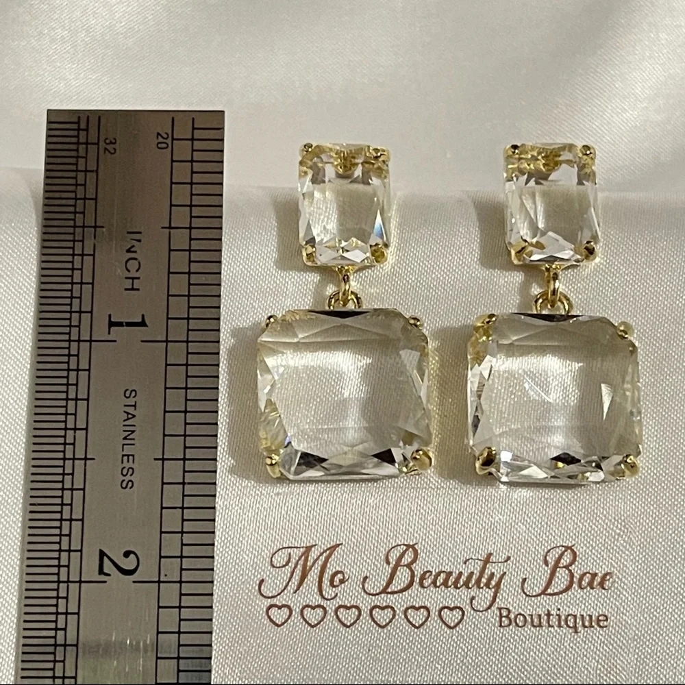 Crystal Clear Drop Earrings - Picture 2 of 5